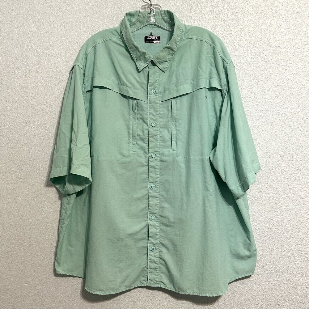 HABIT Men's Aruba Blue Vented Shirt Size 2XL Solar-Factor SPF 30+ UV Protection